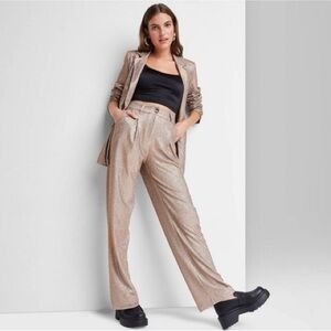 NWT Women's Wide Leg Glitter Trouser Pants - Wild Fable Copper Size 8